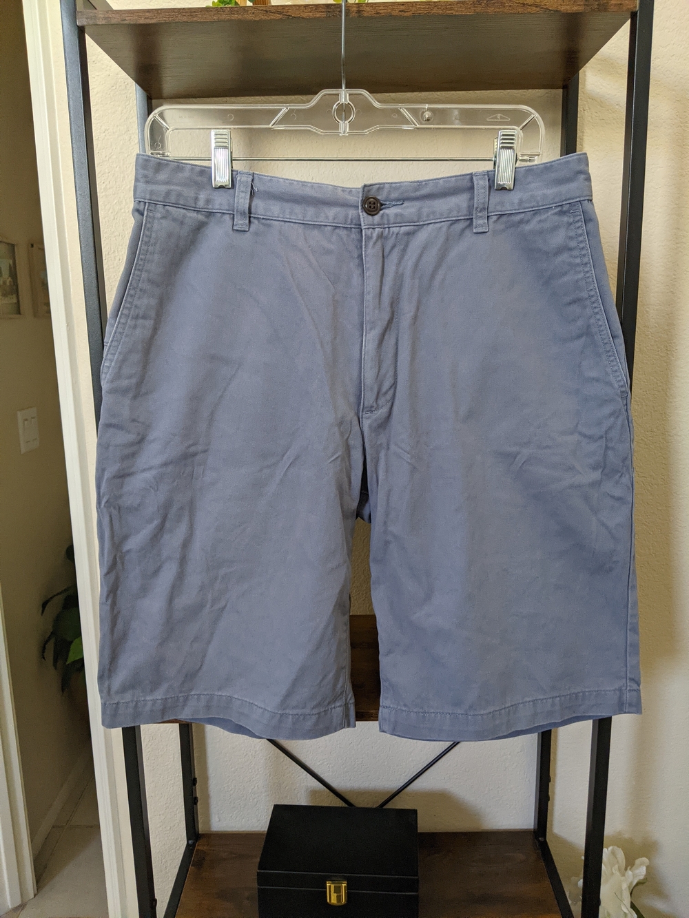 Dockers Light Gray Blue Flat Front Chino Shorts 32 Waist 100% Cotton